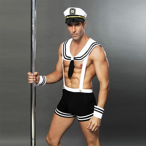 Sexy Police Club Wear Captain Lingerie For Men Sailor Tops Gay Costume PQ6613
