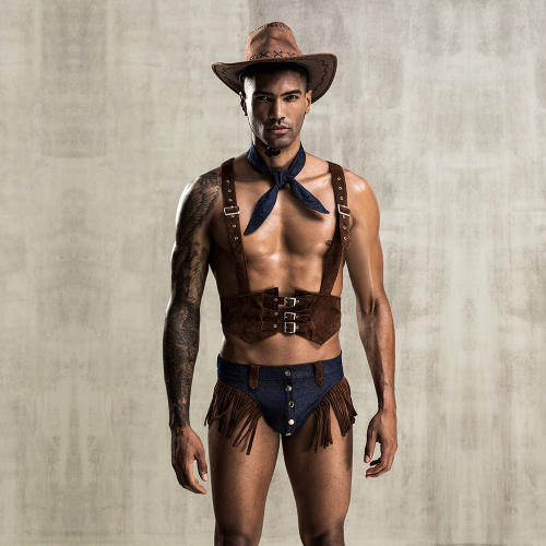 Wholesale Cowboy Costume For Men Sexy Lingerie Gay Club Wear PQ7213