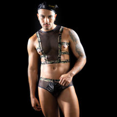 Military Gay Club Wear Camouflage Sissy Lingerie For Men Sexy Costume PQ9161