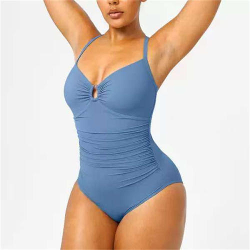Women's Ruched One-Piece Swimsuit, Adjustable Straps Bathing Suit PQ2025-1