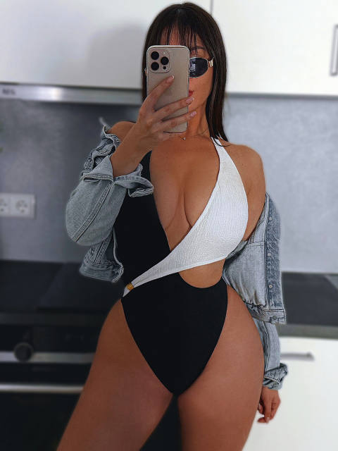 Women's One Piece Swimsuit, Halter Neck Monokini Backless Swimwear PQ-G186WY