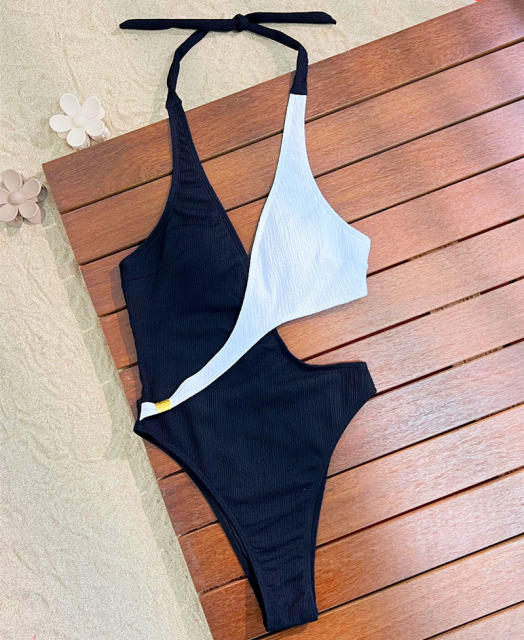 Women's One Piece Swimsuit, Halter Neck Monokini Backless Swimwear PQ-G186WY