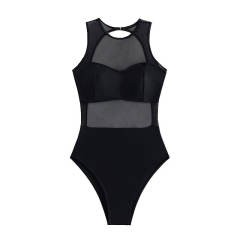 Mesh One Piece Swimsuit Suits Chic Women Beachwear Swimwear Bathing Suit PQ1517