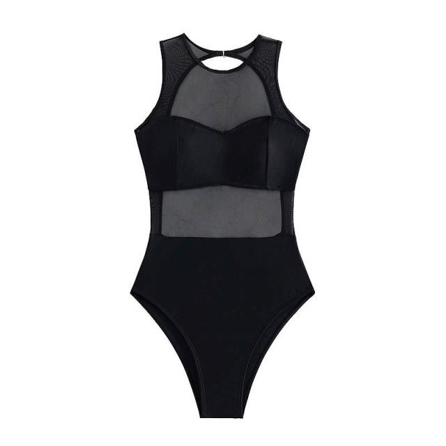 Mesh One Piece Swimsuit Suits Chic Women Beachwear Swimwear Bathing Suit PQ1517