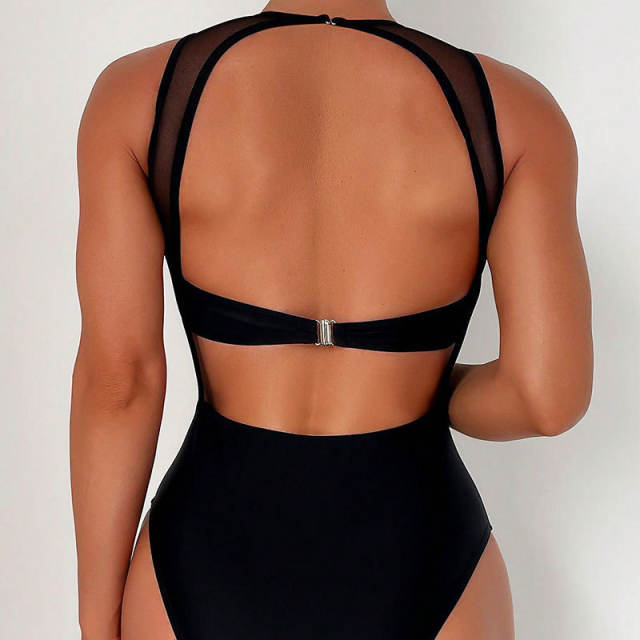 Mesh One Piece Swimsuit Suits Chic Women Beachwear Swimwear Bathing Suit PQ1517