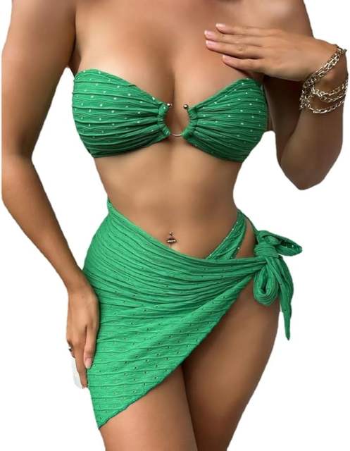 Bandeau Bikinis with Skirt Women Lady Swimsuit Sexy Micro Beachwear PQ9061