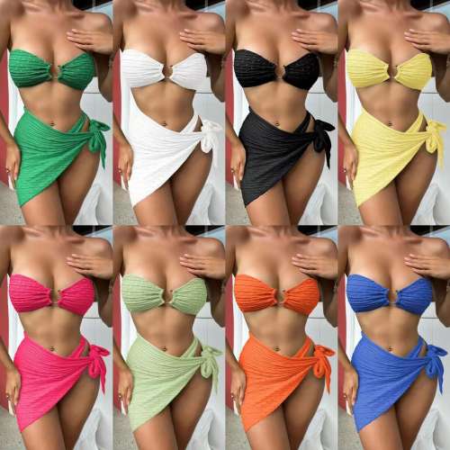 Bandeau Bikinis with Skirt Women Lady Swimsuit Sexy Micro Beachwear PQ9061