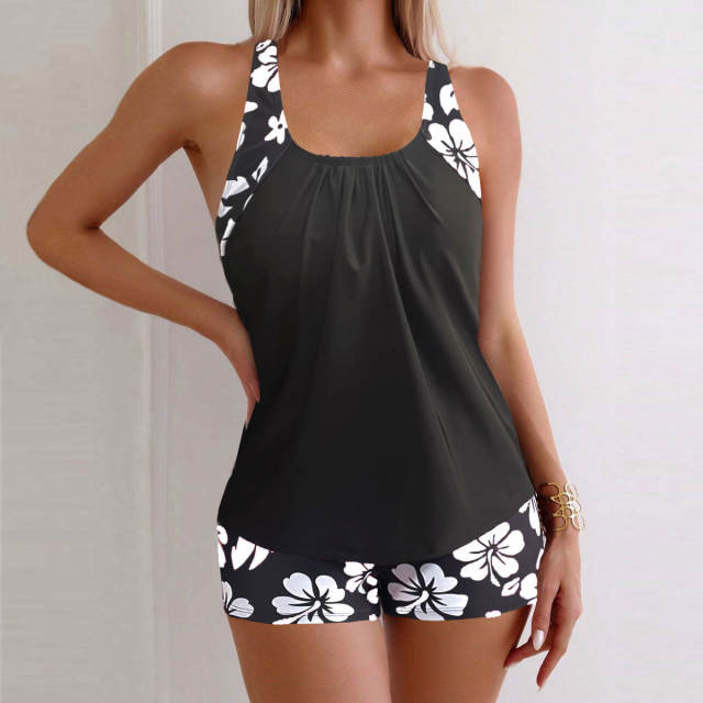 Women's Floral Tankini Set, Adjustable Straps Beach Wear PQ-XY818