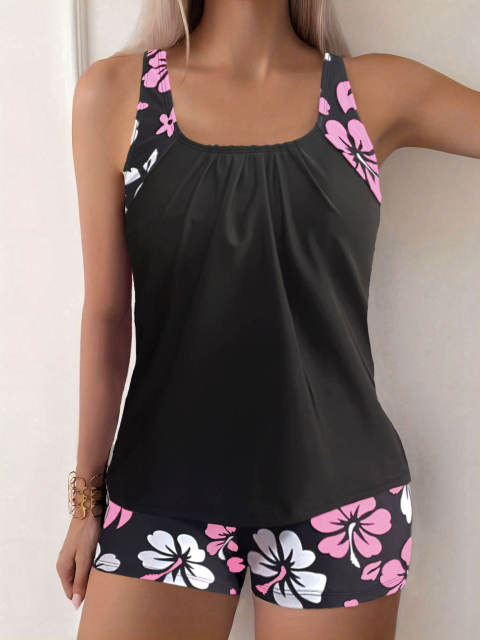 Women's Floral Tankini Set, Adjustable Straps Beach Wear PQ-XY818