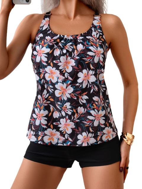 Women's Floral Tankini Swimsuit, Racerback Style Swimwear PQ-XY919B