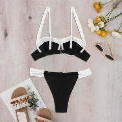 Two-Tone Bikini Set for Womens, Underwire Top Bathing Suits PQ4012