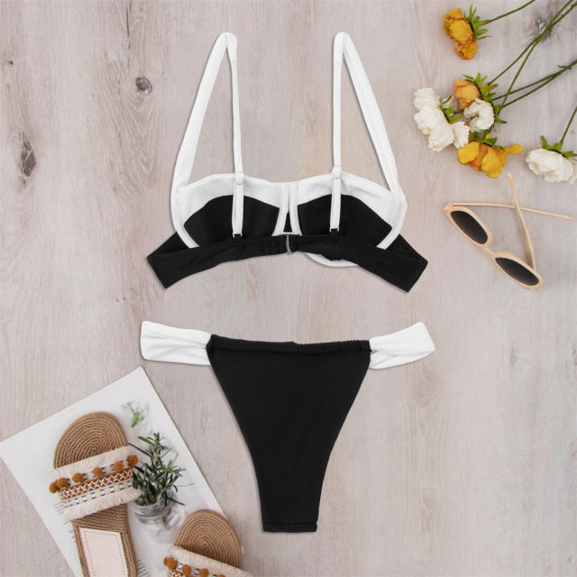 Two-Tone Bikini Set for Womens, Underwire Top Bathing Suits PQ4012