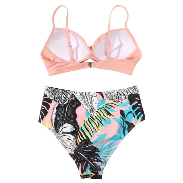 High Waisted Bikini Set for Women, Padded Two Piece Swimsuit PQ3404A