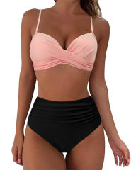 High Waisted Bikini Set for Women, Padded Two Piece Swimsuit PQ3404A
