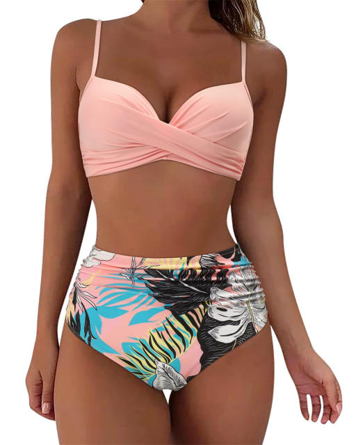 High Waisted Bikini Set for Women, Padded Two Piece Swimsuit PQ3404A