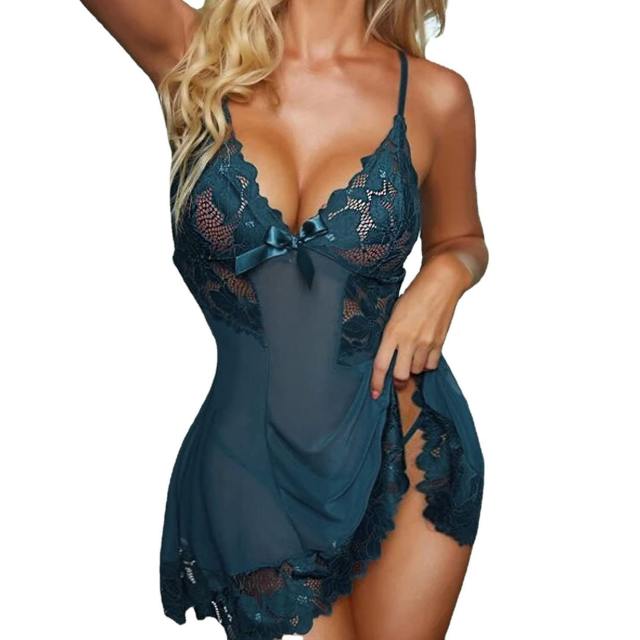 Lace Babydoll Lingerie Sexy Mini Chemise Mesh Wedding Nightie Bridal Nightdress PQ4053