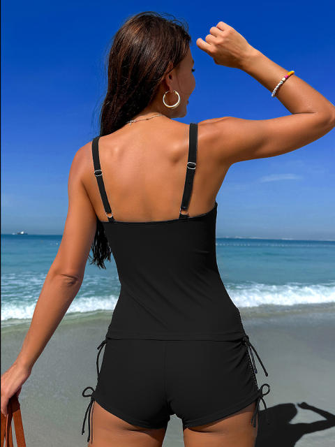 Women's Floral Tankini Set, Adjustable Straps, Side Drawstring PQ-GM26027