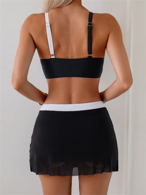 Women's Two-Piece Swimsuit, Top with Mesh Mini Skirt Bottom PQ-GM26003