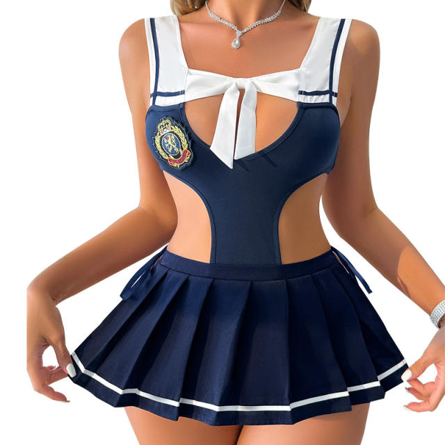 Sexy Navy Bodysuit Halloween Outfit Cosplay Uniform Carnival Sailor Costume PQ4965