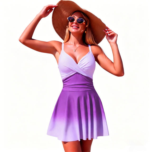 Women's One-Piece Swimdress, Adjustable Straps, Beach Swimwear PQ-GM26032