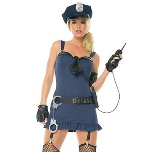 Women's Sexy Police Officer Costume, Halloween Cop Outfit for Role Play & Themed Party PQ4911