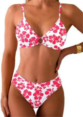 Women's Paisley Print Bikini Set, High Cut Bottom Sexy Swimwear PQ2584