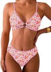 Women's Paisley Print Bikini Set, High Cut Bottom Sexy Swimwear PQ2584