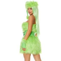 Green Furry Grinch Costume for Women - Adult Cosplay Outfit for Halloween & Holiday PQ5515