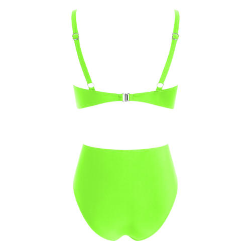 Women Twist Front High Waisted Bikini V Neck Ruched Bathing Suit PQ-M023