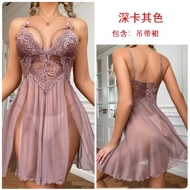 Sexy Lace Babydoll Lingerie Chemise Mesh Nightie Valentine Day Nightdress PQ311