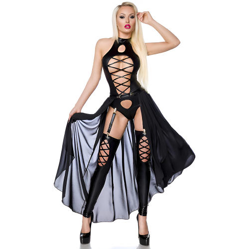 Women Sexy Catsuit Night Bar Clubwear Faux Leather Jumpsuit Fetish Wear PQ6319