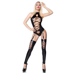 Women Sexy Catsuit Night Bar Clubwear Faux Leather Jumpsuit Fetish Wear PQ6319