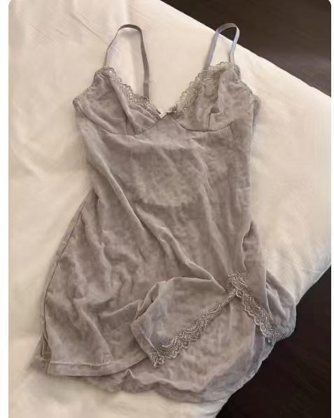 Leopard Babydoll Lingerie Sexy Lace Chemise Valentine Day Nightdress Mesh Nightie PQ8724