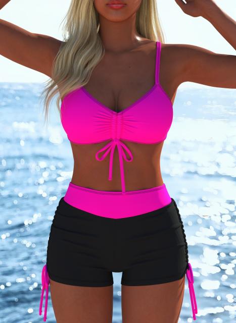 Women's Rainbow Ombre Two-Piece Bikini Set, Swimwear for Female PQC25