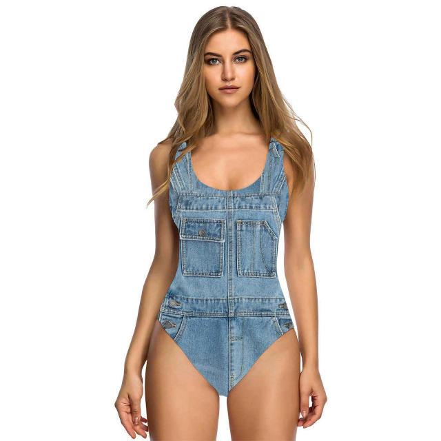 Women's American Flag One-Piece Swimsuit, Patriotic Print Swimwear PQ155