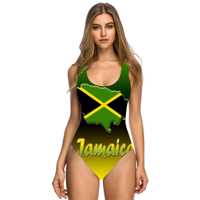 Women's American Flag One-Piece Swimsuit, Patriotic Print Swimwear PQ155