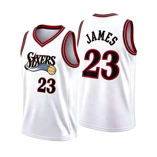 King James Basketball Jersey Philadelphia Basketball Fan Apparel 76ers Kits PQ-PH023