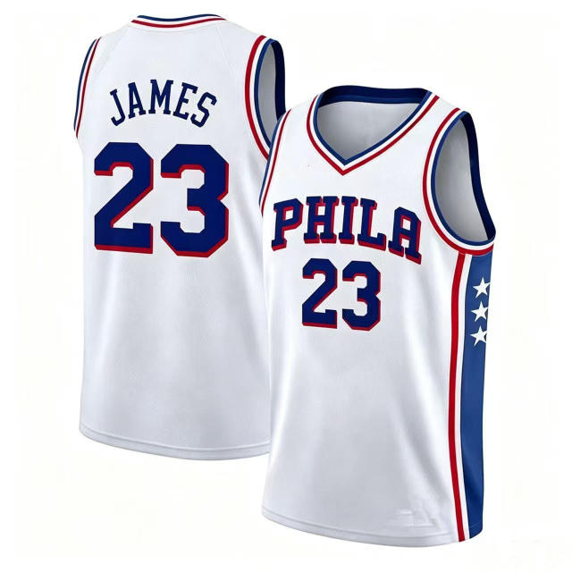 King James Basketball Jersey Philadelphia Basketball Fan Apparel 76ers Kits PQ-PH023