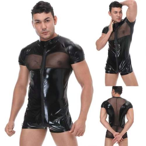Sexy Bodysuit Fetish Wear Male Sissy Gay PU Lingerie For Men PQ200