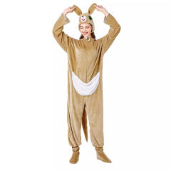 Kangaroo Jumpsuit Faux Fur Animal Costume Carnival Fancy Dress Woman PQ3337