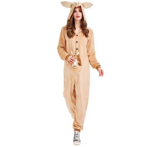Kangaroo Costume Carnival Fancy Dress Faux Fur Animal Jumpsuit PQ4504