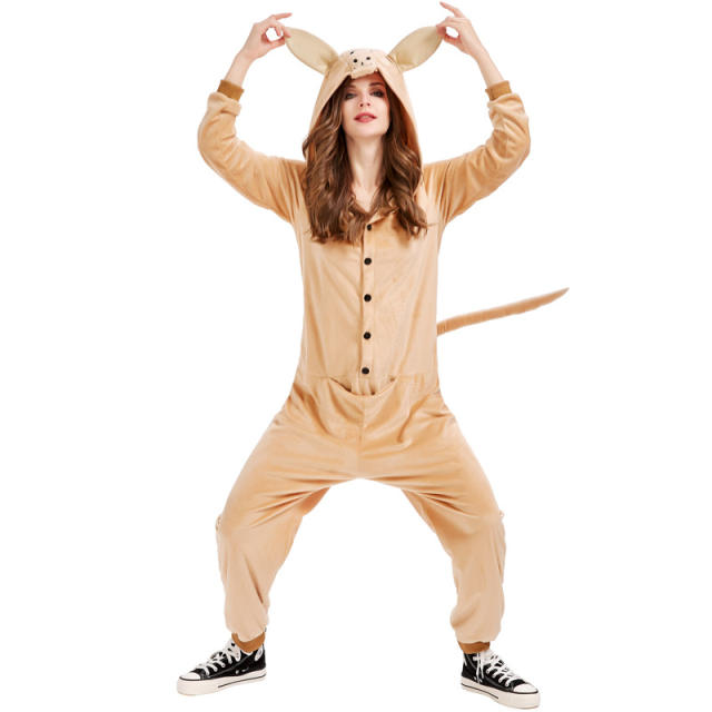 Kangaroo Costume Carnival Fancy Dress Faux Fur Animal Jumpsuit PQ4504
