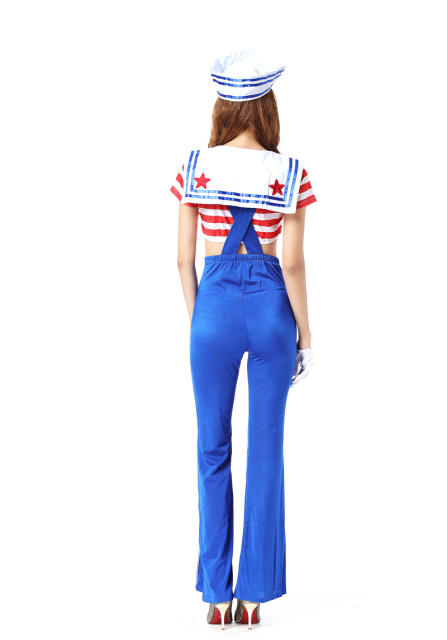 Sexy Navy Overalls Sailor Costume Women Cosplay Uniform Night Clubwear PQ8819