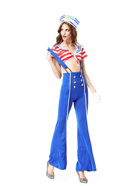 Sexy Navy Overalls Sailor Costume Women Cosplay Uniform Night Clubwear PQ8819