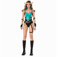 Viking Goddess Roman Fantasy Female Warrior Cosplay Jumpsuit Halloween Role Play Costume PQ328