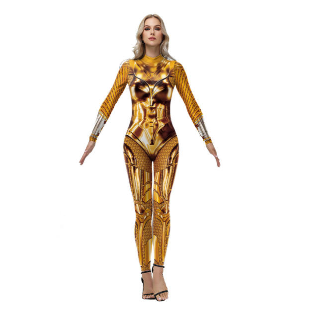 Wonder Woman Golden Armor Halloween Cosplay Bodysuit, Stage Show Costume PQ-B142