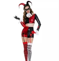 Women Halloween Circus Clown Cosplay Dress, Stage Performance Fancy Outfit PQ3382