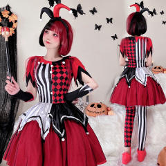 Women Circus Clown Halloween Cosplay Dress Carnival Stage Costume PQ055