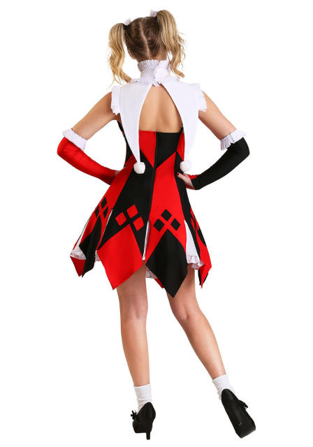 Women Halloween Circus Clown Cosplay Dress, Stage Performance Fancy Outfit PQ3382