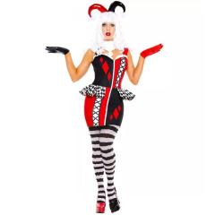 Women Halloween Circus Clown Cosplay Dress, Stage Performance Fancy Outfit PQ3382